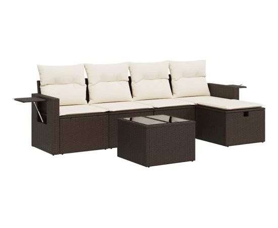 vidaXL 6-cz. zestaw wypoczynkowy do ogrodu, z poduszkami, brązowy Dārza mēbeļu komplekti