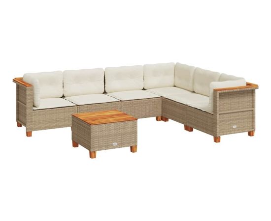 vidaXL 7-cz. zestaw wypoczynkowy do ogrodu, z poduszkami, beżowy Dārza mēbeļu komplekti