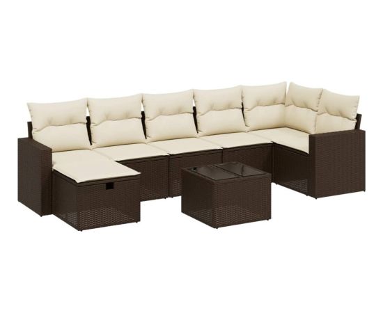 vidaXL 8-cz. zestaw wypoczynkowy do ogrodu, z poduszkami, brązowy Dārza mēbeļu komplekti