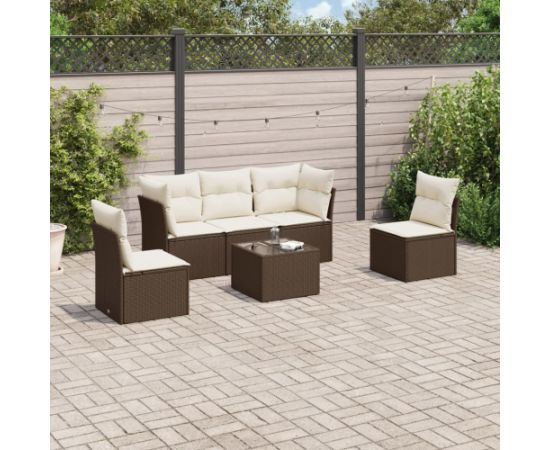 vidaXL 6-cz. zestaw wypoczynkowy do ogrodu, z poduszkami, brązowy Dārza mēbeļu komplekti