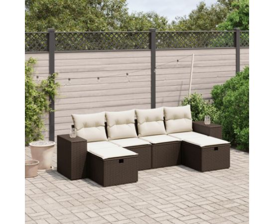 vidaXL 6-cz. zestaw wypoczynkowy do ogrodu, z poduszkami, brązowy Dārza mēbeļu komplekti