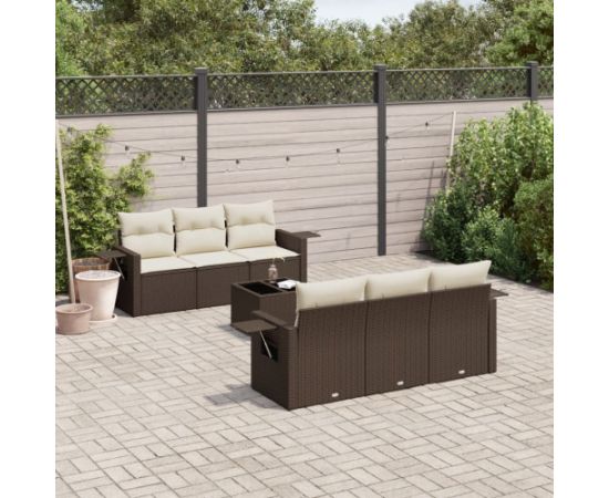 vidaXL 7-cz. zestaw wypoczynkowy do ogrodu, z poduszkami, brązowy Dārza mēbeļu komplekti