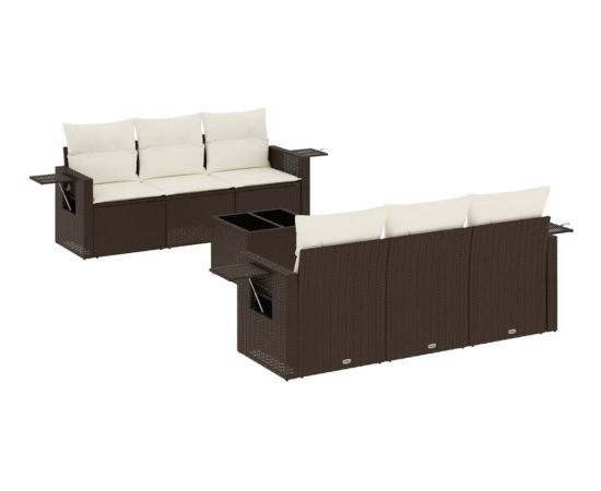 vidaXL 7-cz. zestaw wypoczynkowy do ogrodu, z poduszkami, brązowy Dārza mēbeļu komplekti