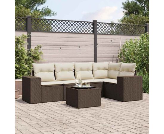 vidaXL 6-cz. zestaw wypoczynkowy do ogrodu, z poduszkami, brązowy Dārza mēbeļu komplekti