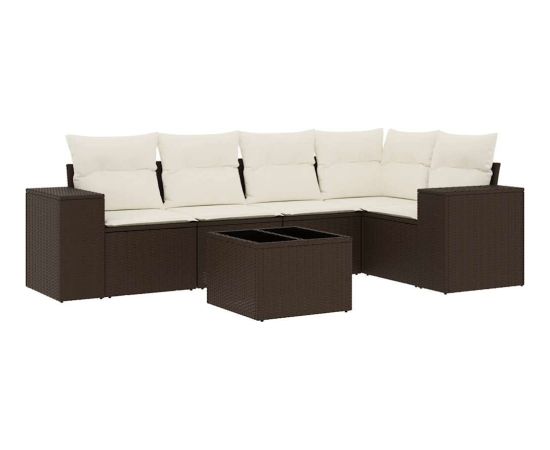 vidaXL 6-cz. zestaw wypoczynkowy do ogrodu, z poduszkami, brązowy Dārza mēbeļu komplekti