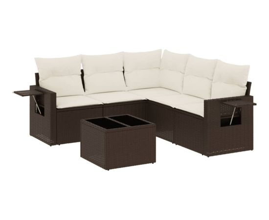 vidaXL 6-cz. zestaw wypoczynkowy do ogrodu, z poduszkami, brązowy Dārza mēbeļu komplekti