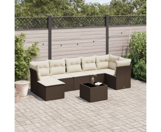 vidaXL 8-cz. zestaw wypoczynkowy do ogrodu, z poduszkami, brązowy Dārza mēbeļu komplekti