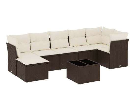 vidaXL 8-cz. zestaw wypoczynkowy do ogrodu, z poduszkami, brązowy Dārza mēbeļu komplekti