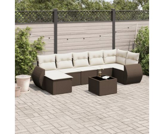 vidaXL 8-cz. zestaw wypoczynkowy do ogrodu, z poduszkami, brązowy Dārza mēbeļu komplekti