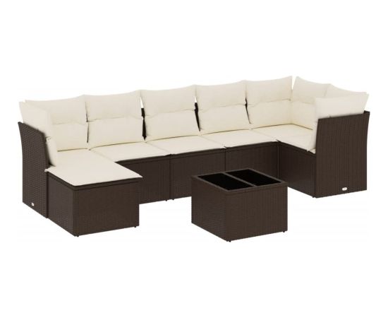 vidaXL 8-cz. zestaw wypoczynkowy do ogrodu, z poduszkami, brązowy Dārza mēbeļu komplekti