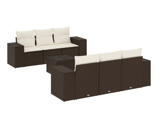 vidaXL 7-cz. zestaw wypoczynkowy do ogrodu, z poduszkami, brązowy Dārza mēbeļu komplekti