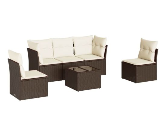 vidaXL 6-cz. zestaw wypoczynkowy do ogrodu, z poduszkami, brązowy Dārza mēbeļu komplekti