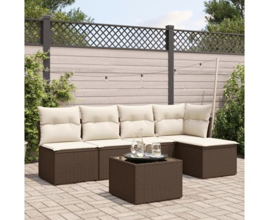 vidaXL 6-cz. zestaw wypoczynkowy do ogrodu, z poduszkami, brązowy Dārza mēbeļu komplekti