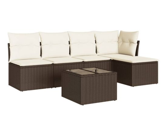 vidaXL 6-cz. zestaw wypoczynkowy do ogrodu, z poduszkami, brązowy Dārza mēbeļu komplekti