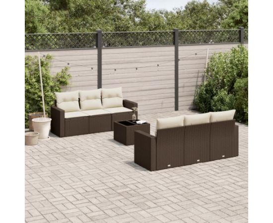 vidaXL 7-cz. zestaw wypoczynkowy do ogrodu, z poduszkami, brązowy Dārza mēbeļu komplekti