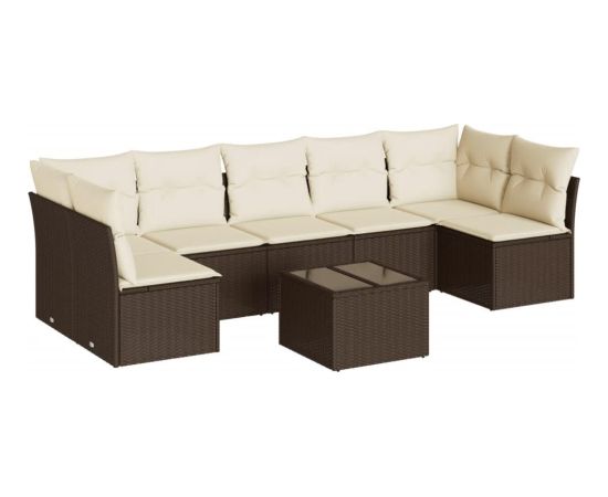 vidaXL 8-cz. zestaw wypoczynkowy do ogrodu, z poduszkami, brązowy Dārza mēbeļu komplekti