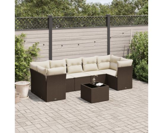 vidaXL 8-cz. zestaw wypoczynkowy do ogrodu, z poduszkami, brązowy Dārza mēbeļu komplekti