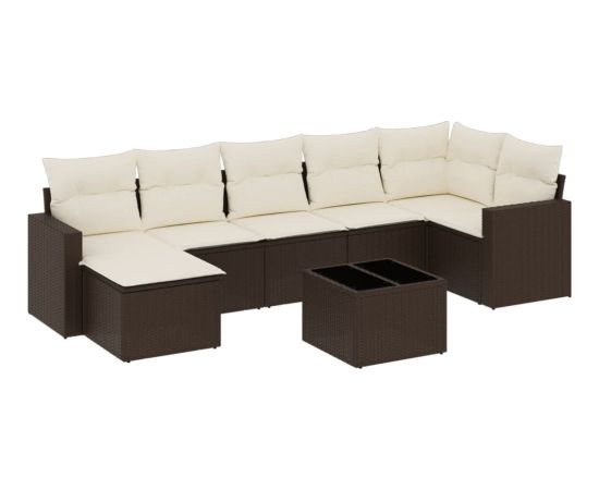 vidaXL 8-cz. zestaw wypoczynkowy do ogrodu, z poduszkami, brązowy Dārza mēbeļu komplekti