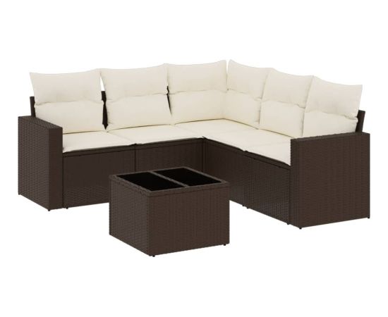 vidaXL 6-cz. zestaw wypoczynkowy do ogrodu, z poduszkami, brązowy Dārza mēbeļu komplekti