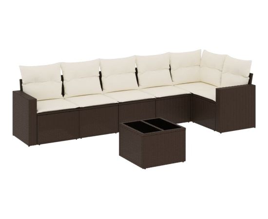 vidaXL 7-cz. zestaw wypoczynkowy do ogrodu, z poduszkami, brązowy Dārza mēbeļu komplekti