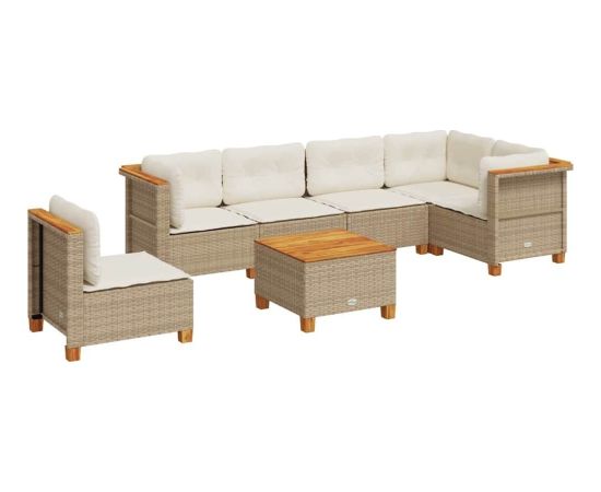 vidaXL 7-cz. zestaw wypoczynkowy do ogrodu, z poduszkami, beżowy Dārza mēbeļu komplekti