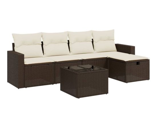 vidaXL 6-cz. zestaw wypoczynkowy do ogrodu, z poduszkami, brązowy Dārza mēbeļu komplekti