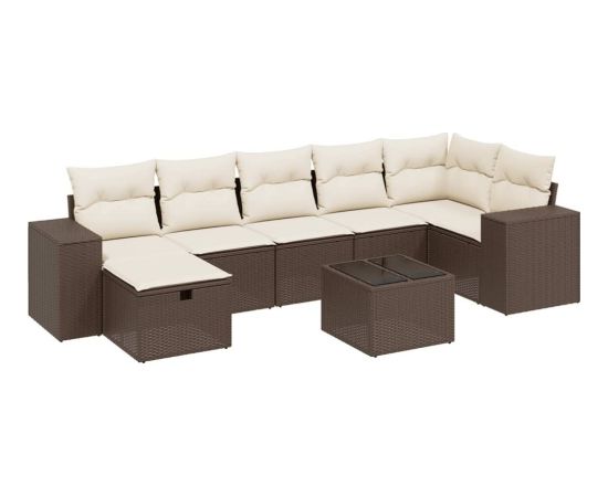 vidaXL 8-cz. zestaw wypoczynkowy do ogrodu, z poduszkami, brązowy Dārza mēbeļu komplekti