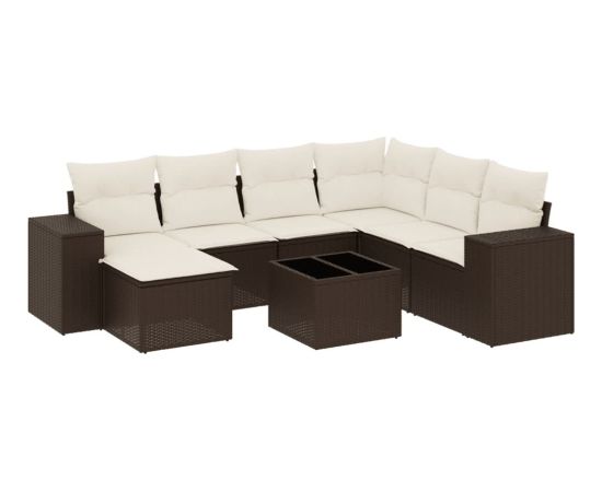 vidaXL 8-cz. zestaw wypoczynkowy do ogrodu, z poduszkami, brązowy Dārza mēbeļu komplekti