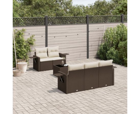 vidaXL 6-cz. zestaw wypoczynkowy do ogrodu, z poduszkami, brązowy Dārza mēbeļu komplekti