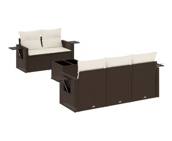 vidaXL 6-cz. zestaw wypoczynkowy do ogrodu, z poduszkami, brązowy Dārza mēbeļu komplekti