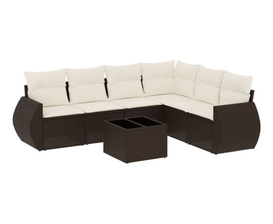 vidaXL 7-cz. zestaw wypoczynkowy do ogrodu, z poduszkami, brązowy Dārza mēbeļu komplekti