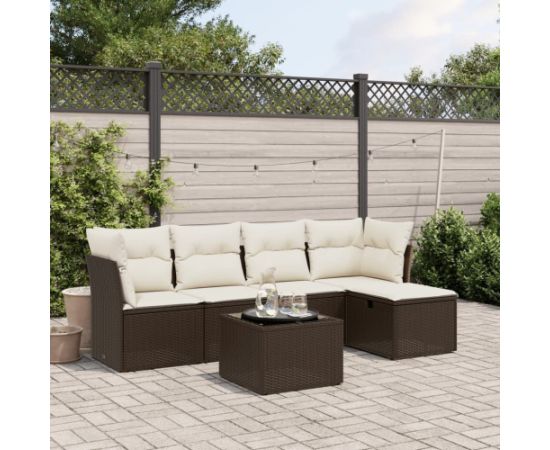 vidaXL 6-cz. zestaw wypoczynkowy do ogrodu, z poduszkami, brązowy Dārza mēbeļu komplekti