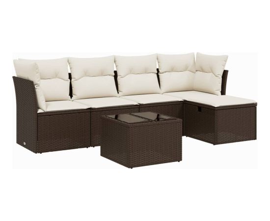 vidaXL 6-cz. zestaw wypoczynkowy do ogrodu, z poduszkami, brązowy Dārza mēbeļu komplekti