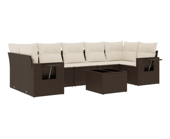 vidaXL 8-cz. zestaw wypoczynkowy do ogrodu, z poduszkami, brązowy Dārza mēbeļu komplekti