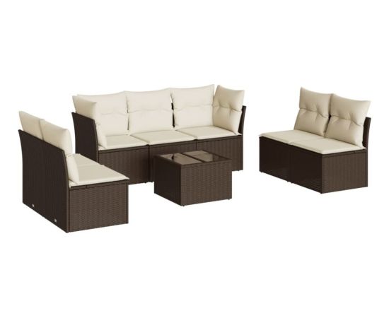 vidaXL 8-cz. zestaw wypoczynkowy do ogrodu, z poduszkami, brązowy Dārza mēbeļu komplekti