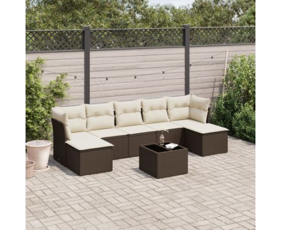 vidaXL 8-cz. zestaw wypoczynkowy do ogrodu, z poduszkami, brązowy Dārza mēbeļu komplekti