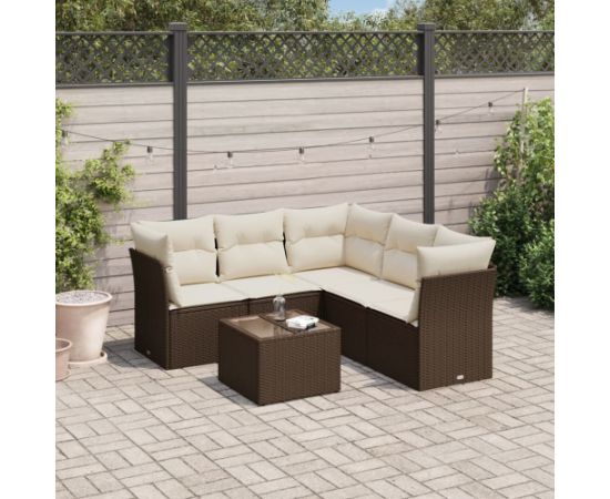 vidaXL 6-cz. zestaw wypoczynkowy do ogrodu, z poduszkami, brązowy Dārza mēbeļu komplekti