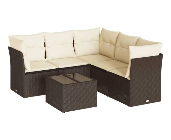 vidaXL 6-cz. zestaw wypoczynkowy do ogrodu, z poduszkami, brązowy Dārza mēbeļu komplekti