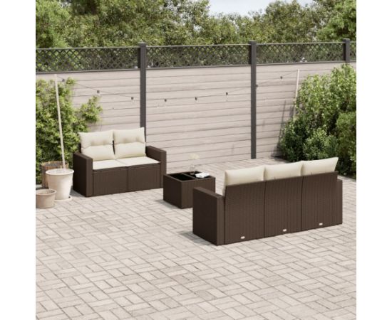 vidaXL 6-cz. zestaw wypoczynkowy do ogrodu, z poduszkami, brązowy Dārza mēbeļu komplekti