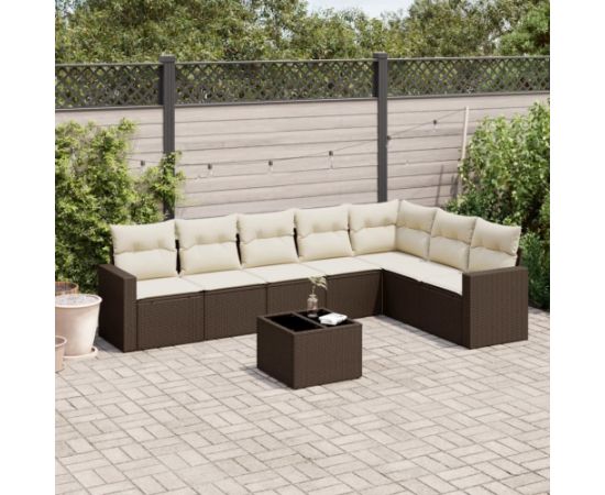 vidaXL 8-cz. zestaw wypoczynkowy do ogrodu, z poduszkami, brązowy Dārza mēbeļu komplekti