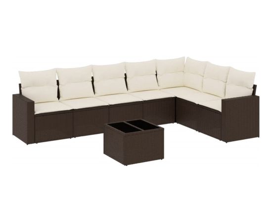 vidaXL 8-cz. zestaw wypoczynkowy do ogrodu, z poduszkami, brązowy Dārza mēbeļu komplekti