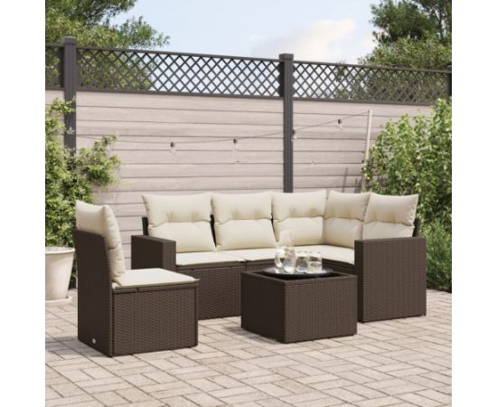 vidaXL 6-cz. zestaw wypoczynkowy do ogrodu, z poduszkami, brązowy Dārza mēbeļu komplekti