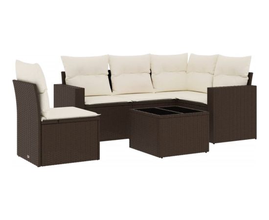 vidaXL 6-cz. zestaw wypoczynkowy do ogrodu, z poduszkami, brązowy Dārza mēbeļu komplekti