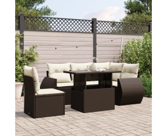 vidaXL vidaXL 6-cz. zestaw wypoczynkowy do ogrodu, z poduszkami, brązowy Dārza mēbeļu komplekti