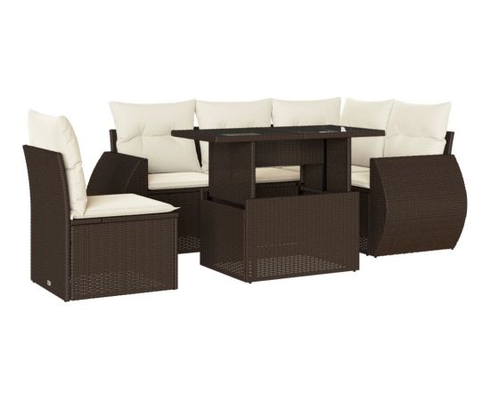 vidaXL vidaXL 6-cz. zestaw wypoczynkowy do ogrodu, z poduszkami, brązowy Dārza mēbeļu komplekti