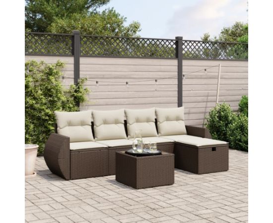 vidaXL vidaXL 6-cz. zestaw wypoczynkowy do ogrodu, z poduszkami, brązowy Dārza mēbeļu komplekti