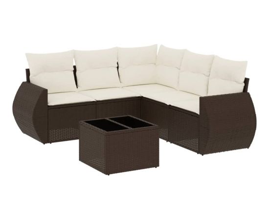 vidaXL vidaXL 6-cz. zestaw wypoczynkowy do ogrodu, z poduszkami, brązowy Dārza mēbeļu komplekti