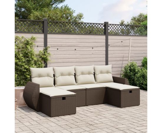 vidaXL vidaXL 6-cz. zestaw wypoczynkowy do ogrodu, z poduszkami, brązowy Dārza mēbeļu komplekti