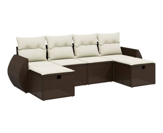 vidaXL vidaXL 6-cz. zestaw wypoczynkowy do ogrodu, z poduszkami, brązowy Dārza mēbeļu komplekti