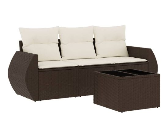 vidaXL vidaXL 4-cz zestaw wypoczynkowy do ogrodu, poduszki, brązowy rattan PE Dārza mēbeļu komplekti